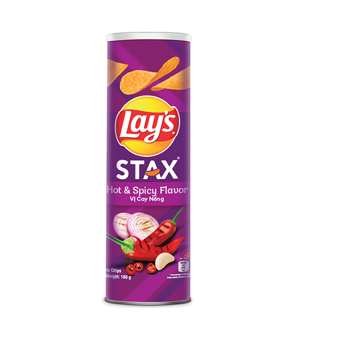 Lay's Stax Potato Chips Snack 100g x 16 Hot Spicy Flavour